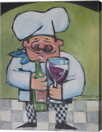 Framed Chef With Wine A Print