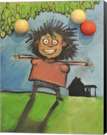 Framed Girl With Balloons Print