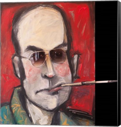 Framed Hunter S Thompson With Cig Black Print