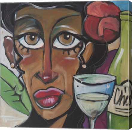 Framed Island Girl With Wine Print