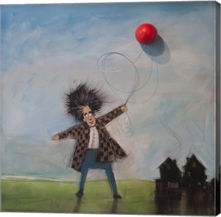 Framed Man With Balloon Print