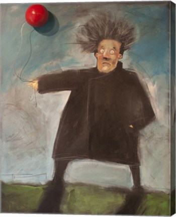 Framed Man With A Balloon Over There Print