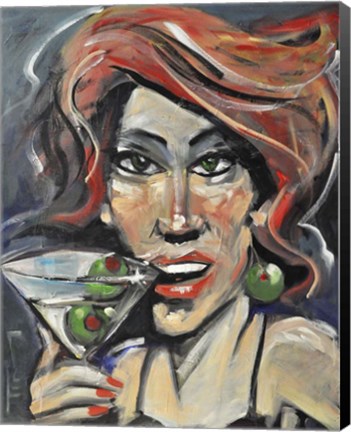 Framed Woman With Martini Print