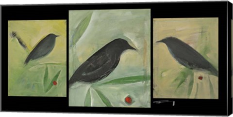 Framed Birds And Berries Triptych Print