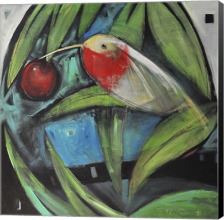 Framed Humming Bird And Cherry Print