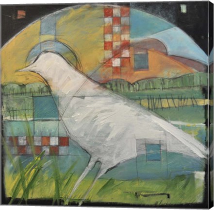 Framed White Bird In Marsh Print