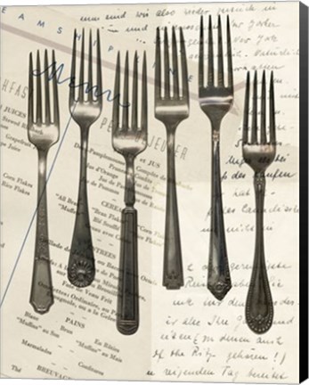 Framed Cutlery Forks in Sepia Print
