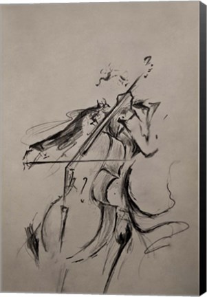 Framed Cellist Sketch Print