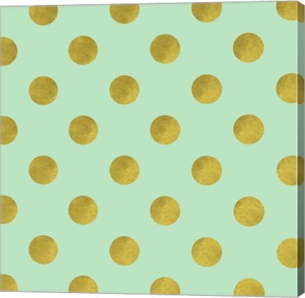 Framed Golden Mint Dots Print