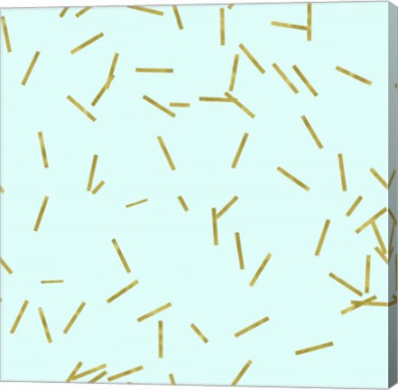 Framed Pale Aqua Golden Matchstick Confetti Print