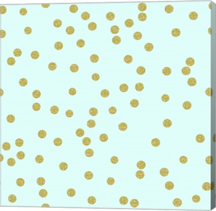 Framed Pale Aqua Golden Round Confetti Print