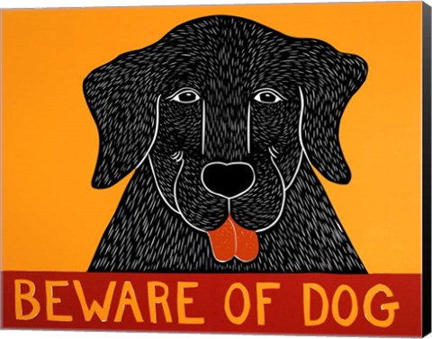 Framed Beware of Dog Black Print
