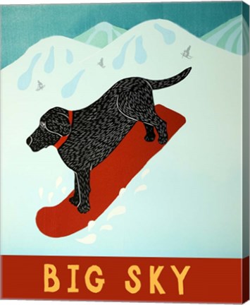 Framed Big Sky Snowboard Black Print