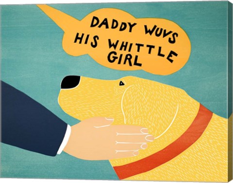 Framed Daddy Wuvs his Wittle Girl Yellow Print