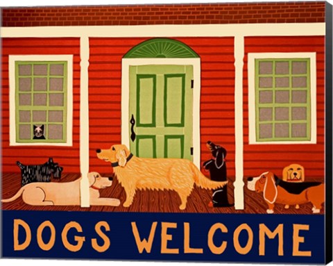 Framed Dogs Welcome HSH II Print