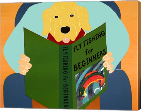 Framed Fly Fishing For Beginners yellow Print