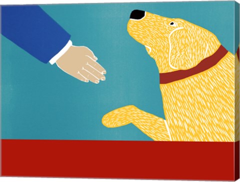 Framed Greeting Visitors Good Dog Banner Yellow Print