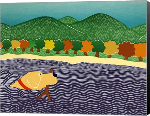 Framed I Like Sticks Autumn 2 Yellow Lab Print