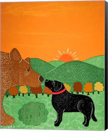 Framed I Meet A Bear Black Autumn Print