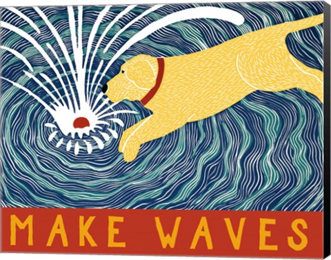 Framed Make Waves Yellow Wbanner Print