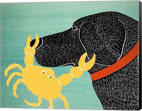 Framed Crab Black Dog Yellow Crab Print
