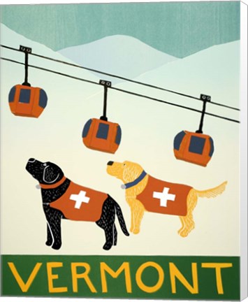 Framed Vermont Ski Patrol Black Print