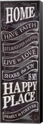Framed Chalkboard- Home Is In My Happy Place Print