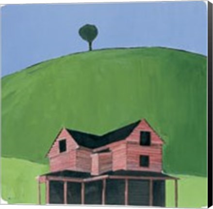 Framed Pink House and Tree Print