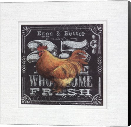 Framed Chalkboard Rooster 25 Cents Print