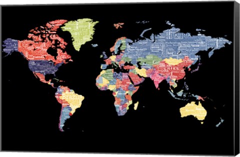 Framed Type Map - World Print