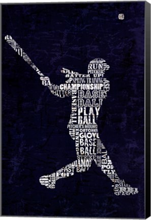 Framed Type Baseball Blue Print