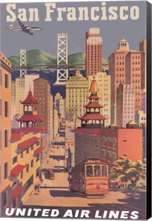 Framed Fly to San Francisco I Print