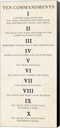 Framed Ten Commandments - Roman Numerals Print