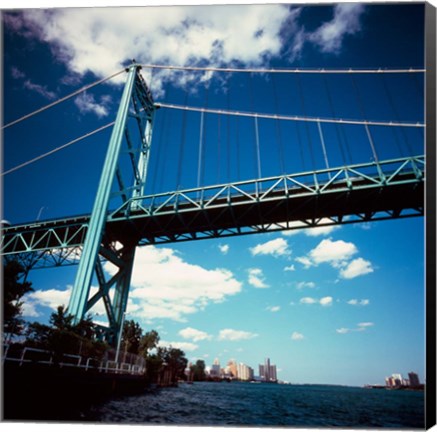 Framed Ambassador Bridge, Detroit River, Michigan Print