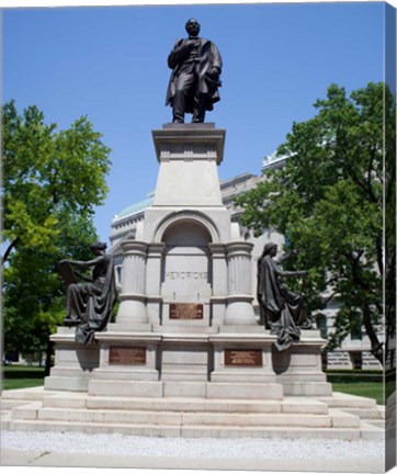 Framed Governor Thomas A. Hendricks Monument at Indiana State Capitol Building Print