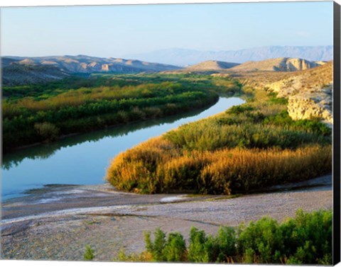 Framed High angle view of Rio Grande flood plain, Big Bend National Park, Texas, USA. Print