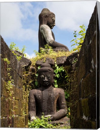 Framed Buddha statues at Koe Thaung Temple, Myanmar Print