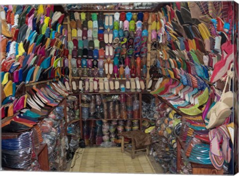 Framed Shoe store, Essaouira, Morocco Print