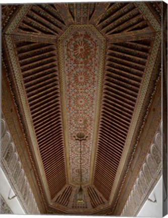 Framed Highly Decorated Roof of Palais Bahia, Marrakesh, Morocco Print