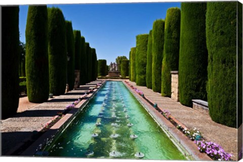 Framed Gardens of the Alcazar de los Reyes Cristianos, Spain Print