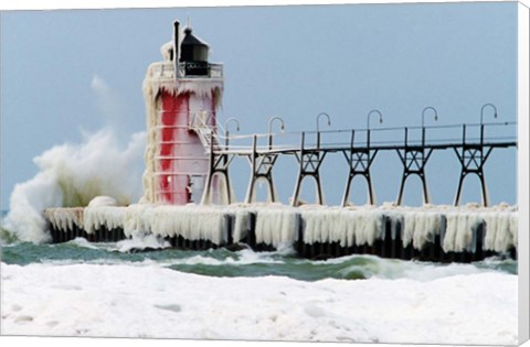 Framed South Pier Lighthouse, South Haven, Michigan Print