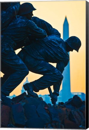 Framed Iwo Jima Memorial at Dusk, Arlington National Cemetery, Arlington, Virginia Print