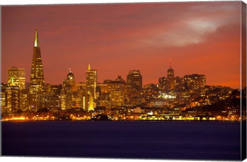 Framed San Francisco Financial District at Dusk, San Francisco, California Print
