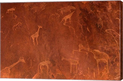 Framed Cave Paintings by Bushmen, Damaraland, Namibia Print