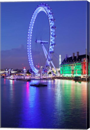 Framed Millennium Wheel, London County Hall, Thames River, London, England Print