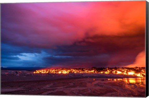 Framed Glowing Lava and Skies at the Holuhraun Fissure, Iceland Print