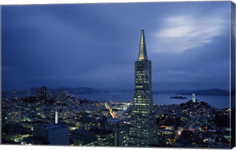 Framed Transamerica Pyramid, Coit Tower, San Francisco, California Print