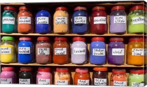 Framed Natural Dyes for Sale in the Medina, Essaouira, Morocco Print