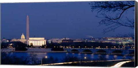 Framed Washington Monument, Lincoln Memorial, Capitol Building, Washington DC Print