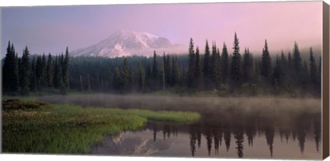 Framed Mist over Mount Rainier National Park, Washington Print